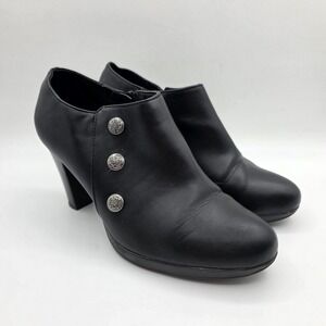 Rialto Women's Penston Black Chunky Heel Military Button Ankle Booties Size 9.5